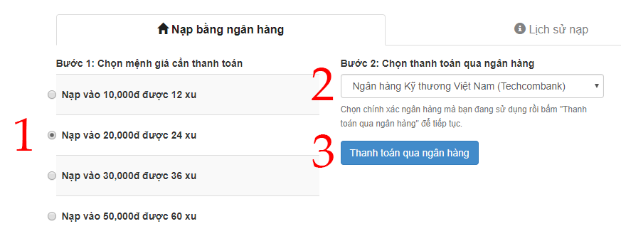 Nạp Xu Bằng Ng N H Ng Vietcomban